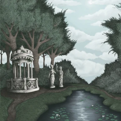 Victorias Garden vihrea maisematapetti Rebel Wallsilta R17242 image