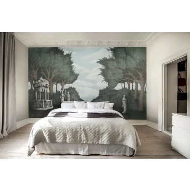 Victorias Garden vihrea maisematapetti makuuhuoneeseen Rebel Wallsilta R17242 image