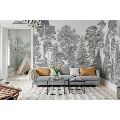 Olohuoneen metsatapetti Scandinavian Bellewood Rebel Wallsilta R17201 kuva