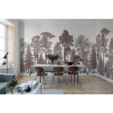 Scandinavian Bellewood roosa metsatapetti ruokailuhuoneeseen Rebel Wallsilta R17203 kuva