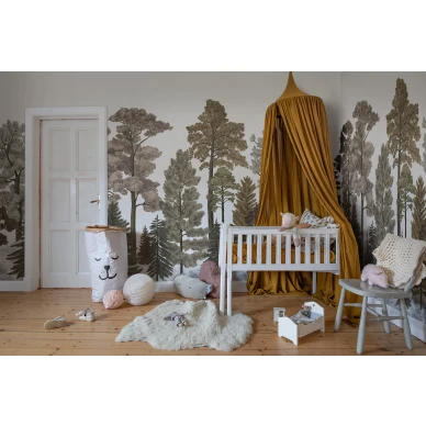 Scandinavian Bellewood ruskea metsatapetti lastenhuoneen muraltapetti Rebel Wallsilta R17205 kuva
