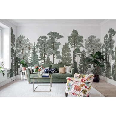 Vihrea puutapetti olohuoneeseen Rebel Wallsilta Scandinavian Bellewood R17202 kuva