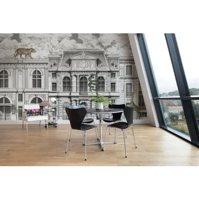 Animal Avenue harmaa talotapetti elaimilla olohuoneeseen Rebel Wallsilta R17171 image