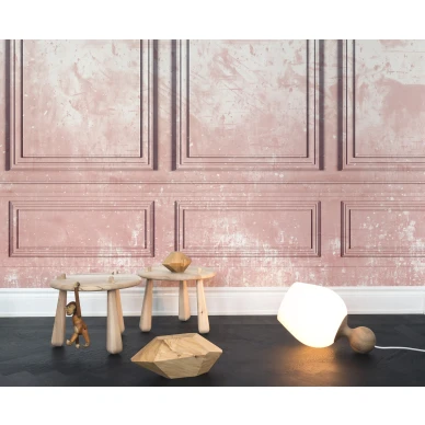 Patinated Panels jannittava roosa paneliseina muraltapetti Rebel Wallsilta R15381 kuva