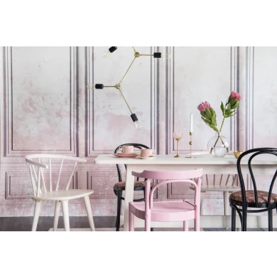 Patinated Panels roosa paneliseina muraltapetti ruokailuhuoneeseen Rebel Wallsilta R15381 kuva