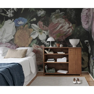 Blooming roosa isokuvioinen kukkatapetti makuuhuoneeseen Rebel Wallsilta R15391 kuva