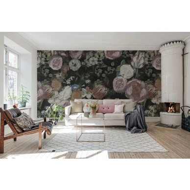 Blooming roosa isokuvioinen kukkatapetti olohuoneeseen Rebel Wallsilta R15391 kuva
