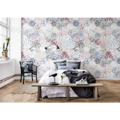Mixed Memories marmorikuviollinen geometrinen muraltapetti makuuhuoneeseen Rebel Wallsilta R15401 kuva