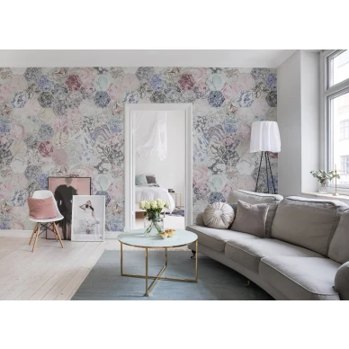 Mixed Memories monivarinen marmorikuviollinen muraltapetti olohuoneeseen Rebel Wallsilta R15401 kuva