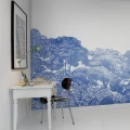 Bellewood sinivalkoinen puutapetti kotitoimistoon Rebel Wallsilta R13055