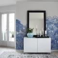 Bellewood sinivalkoinen puutapetti olohuoneen muraltapetti Rebel Wallsilta R13055
