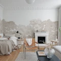 Olohuoneen beige tapetti Rebel Wallsilta Bellewood R18638