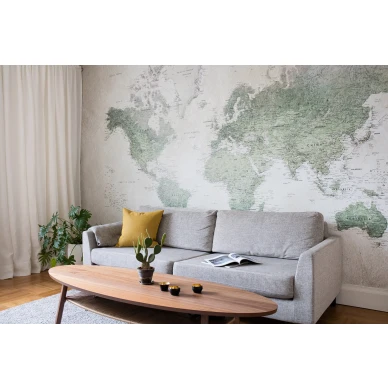 School Atlas vihrea koulukartta muraltapetti olohuoneeseen Rebel Wallsilta R13901 image