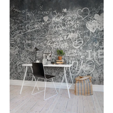 Verona harmaa valkoinen rakkaustarina nuorisohuoneen muraltapetti Rebel Wallsilta R13731 image