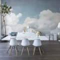 Cuddle Clouds sinivalkoinen pilvitapetti ruokailuhuoneeseen Rebel Wallsilta R14011