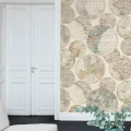 Globes Gathering beige graafinen maapallotapetti Rebel Wallsilta R13881