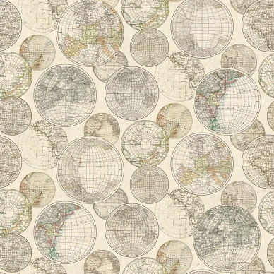 Globes Gathering beige maapallotapetti Rebel Wallsilta R13881 image
