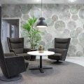 Globes Gathering harmaa monivarinen maapallotapetti kokoushuoneeseen Rebel Wallsilta R13884