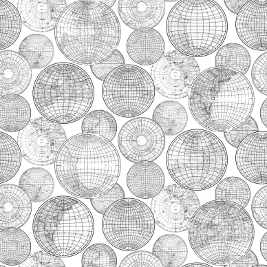 Globes Gathering mustavalkoinen maalpallotapetti Rebel Wallsilta R13882 image