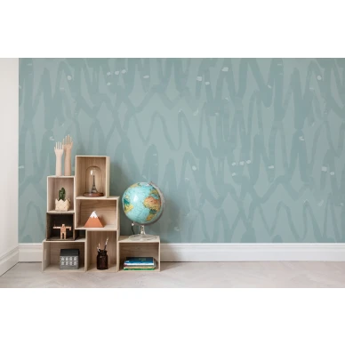 Pulse of Passion mintunvihrea graafinen muraltapetti lastenhuoneeseen Rebel Wallsilta R14094 kuva
