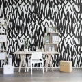 Pulse of Passion mustavalkoinen graafinen muraltapetti tyohuoneeseen Rebel Wallsilta R14091