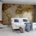 World Map beige maailmankartta makuuhuoneen muraltapetti Rebel Wallsilta R10771