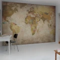 World Map beige maailmankartta muraltapetti tyohuoneeseen Rebel Wallsilta R10771