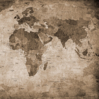 World Map ruskea maailmankartta muraltapetti Rebel Wallsilta R10772 image