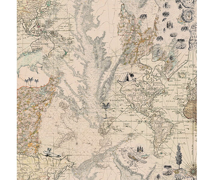 Treasure Hunt beige maailmankartta tutkimusretkelle muraltapetti Rebel Wallsilta R13861 image