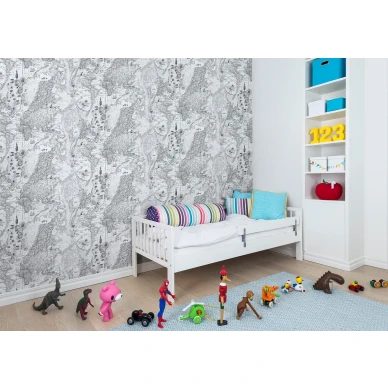 Treasure Hunt mustavalkoinen maailmankartta muraltapetti lastenhuoneeseen Rebel Wallsilta R13863 image