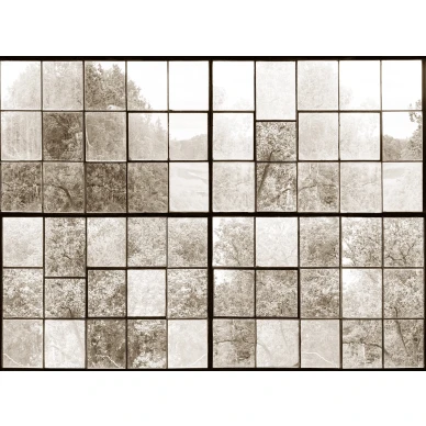 Factory Window ruskea ikkunatapetti Rebel Wallsilta R14383 koko kuvio image