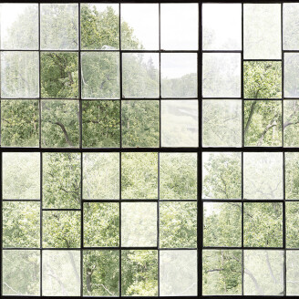 Factory Window vihrea ikkunatapetti Rebel Wallsilta R14381 kuva