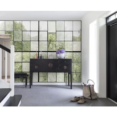 Factory Window vihrea ikkunatapetti eteiseen Rebel Wallsilta R14381 image