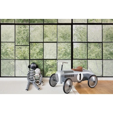 Factory Window vihrea ikkunatapetti lastenhuoneeseen Rebel Wallsilta R14381 image