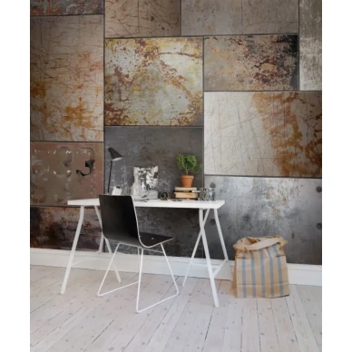 Steel ruskea rohkea ruudullinen rautatapetti Rebel Wallsilta R12671 image