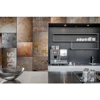 Steel ruskea ruudullinen rautatapetti keittion muraltapetti Rebel Wallsilta R12671 image