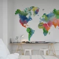 Rainbow World varikas maailmankartta muraltapetti tyohuoneeseen Rebel Wallsilta R13431