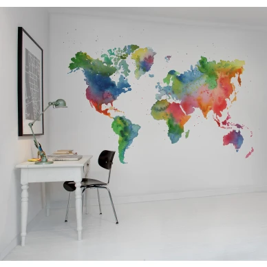 Rainbow World varikas maailmankartta tyohuoneen muraltapetti Rebel Wallsilta R13431 kuva