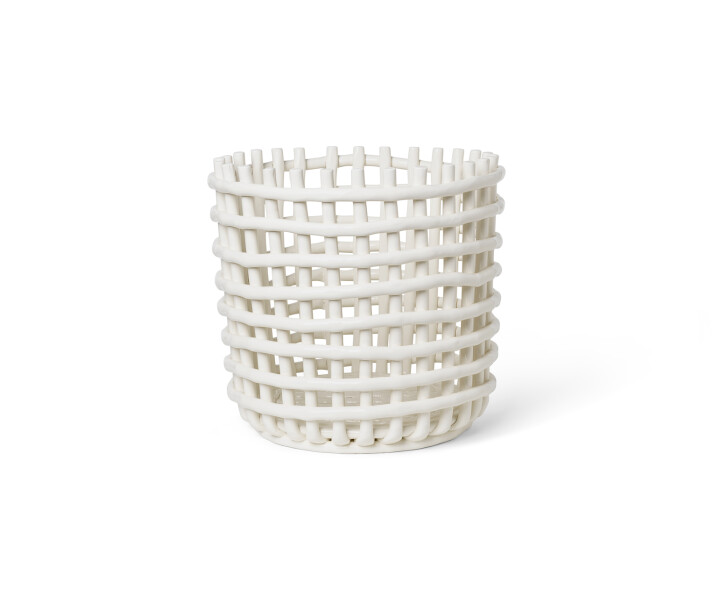 Ceramic Basket XL iso valkoinen keramiikkaruukku Ferm Livingilta kuva
