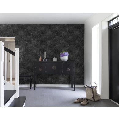 Elevation Lines musta graafinen tapetti eteiseen Rebel Wallsilta R14072 kuva