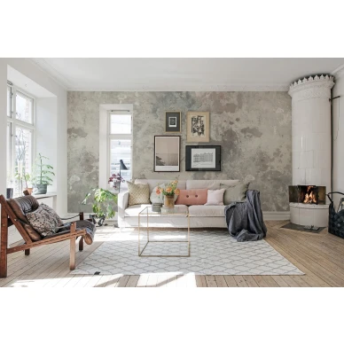 Fragments harmaa beige teollisuustyylinen muraltapetti olohuoneeseen Rebel Wallsilta R15471 image