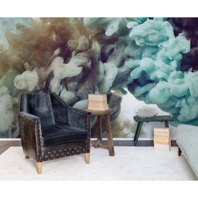 Frozen Moments turkoosi abstrakti valokuvatapetti olohuoneeseen Rebel Wallsilta R15451 image