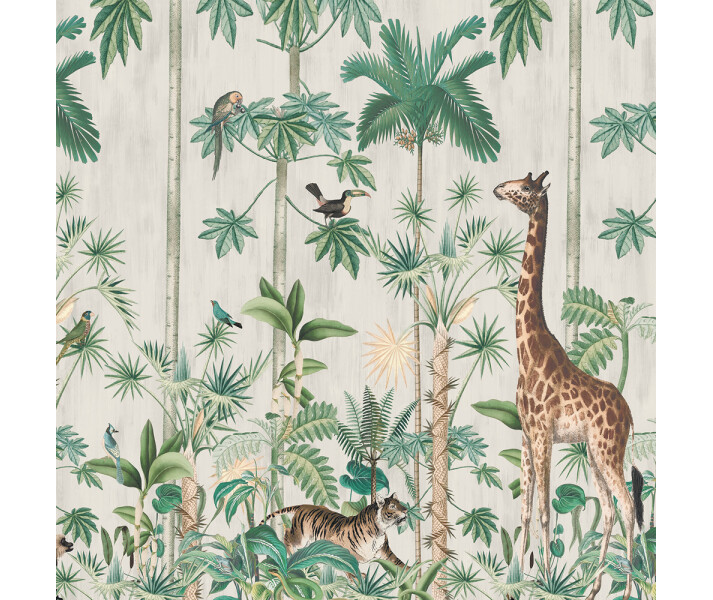 Giraffes stroll vaalea viidakkotapetti elaimilla Rebel Wallsilta R16791 image