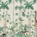 Giraffes stroll vaalea viidakkotapetti elaimilla Rebel Wallsilta koko kuvio R16791