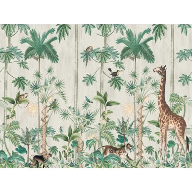 Giraffes stroll vaalea viidakkotapetti elaimilla Rebel Wallsilta koko kuvio R16791 kuva
