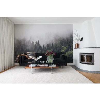 Misty Fir Forest vihrea metsatapetti olohuoneen muraltapetti Rebel Wallsilta R16731 image