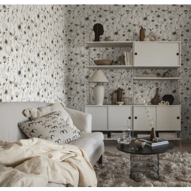 Olohuoneen tapetti Sandbergilta ruskea kukkatapetti Lo 226 79 kuva