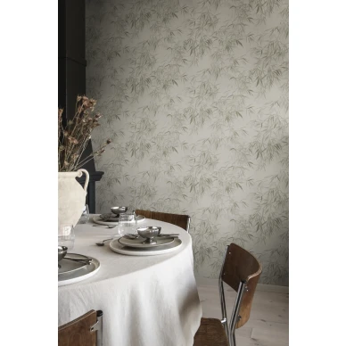 Jon oliivinvihrea bambulehtitapetti ruokailuhuoneeseen Sandbergilta S10116 image