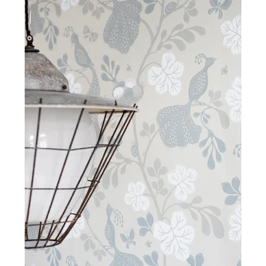 Night Bird kaunis beige sininen lintutapetti Littlephantilta 1539 image