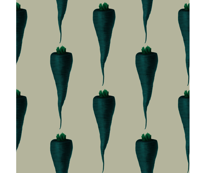 Carey Carrot vihrea porkkanatapetti Studio Lisa Bengtssonilta kuva
